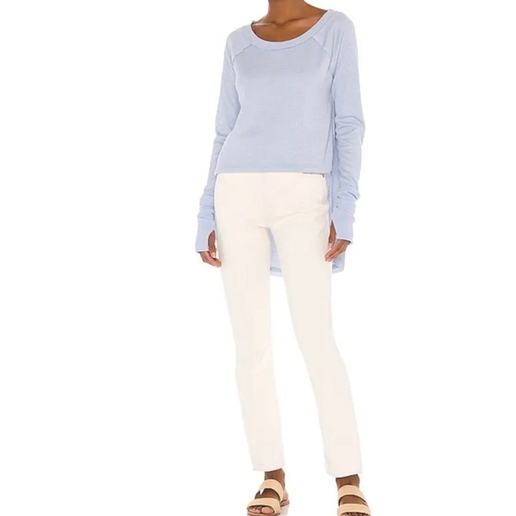 Free People We the Free Snowy Thermal Baby Blue Shirt, Small, Oversized - Picture 3 of 14